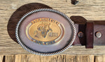 BRAND WESTERN ROPE BELT BUCKLE