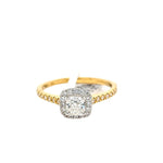 18CT Y/W DIAMOND HALO ENGAGEMENT RING