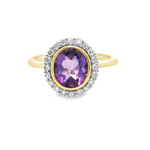 9YG AMETHYST & DIAMOND RING