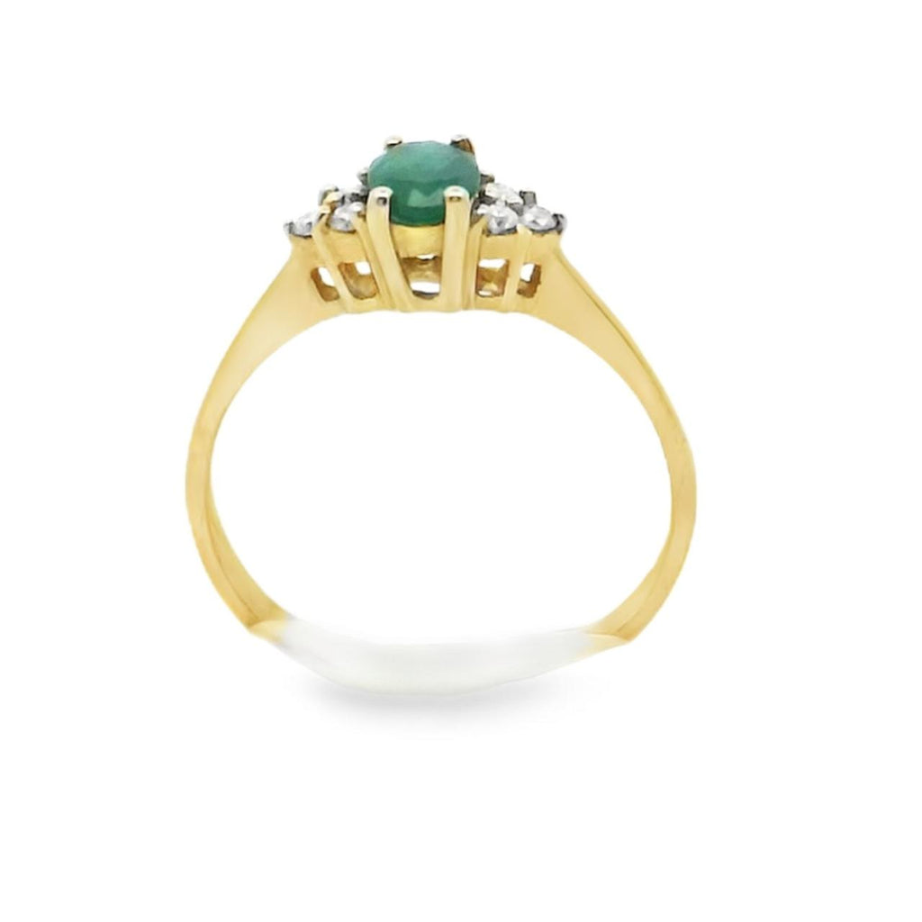 9YG EMERALD & DIAMOND RING