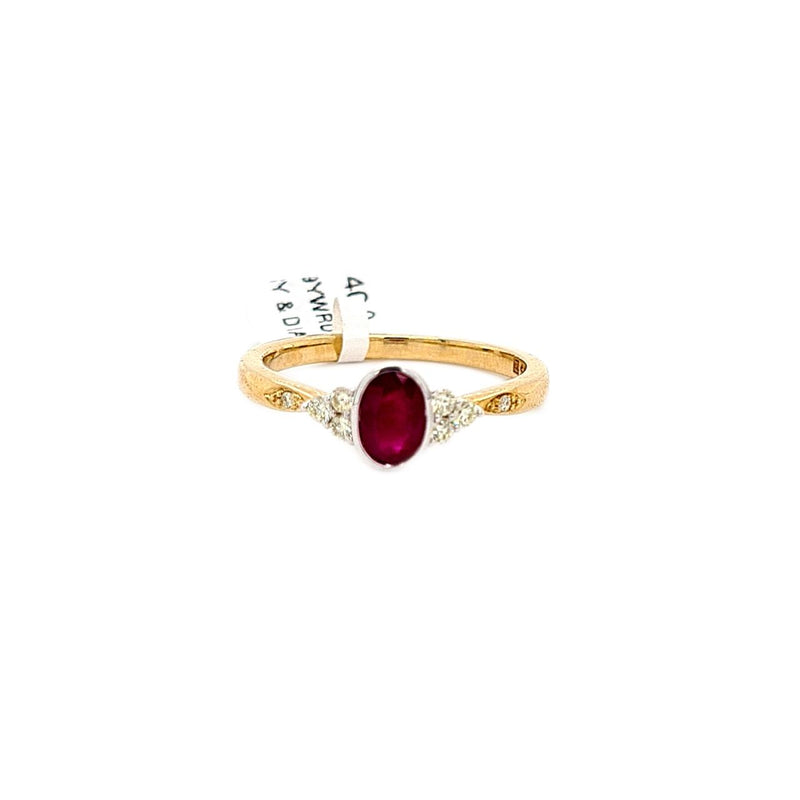 9YG RUBY AND DIAMOND RING