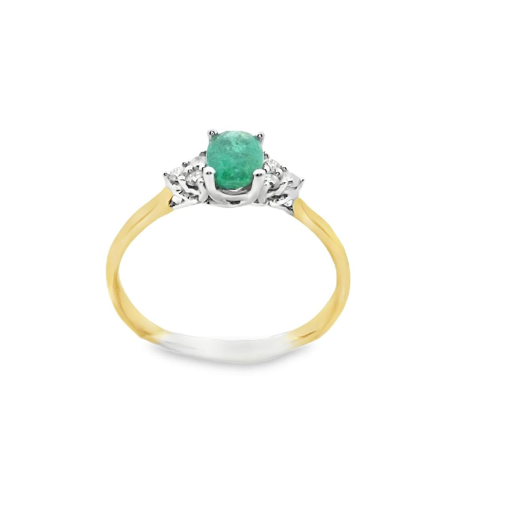 9YG/WG EMERALD & DIAMOND RING