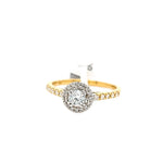 18CT Y/W DIAMOND HALO ENGAGEMENT RING