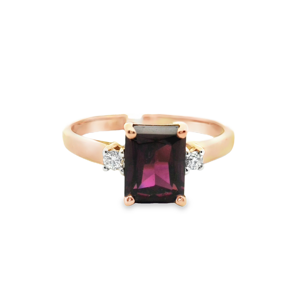 9RG GARNET & DIAMOND RING