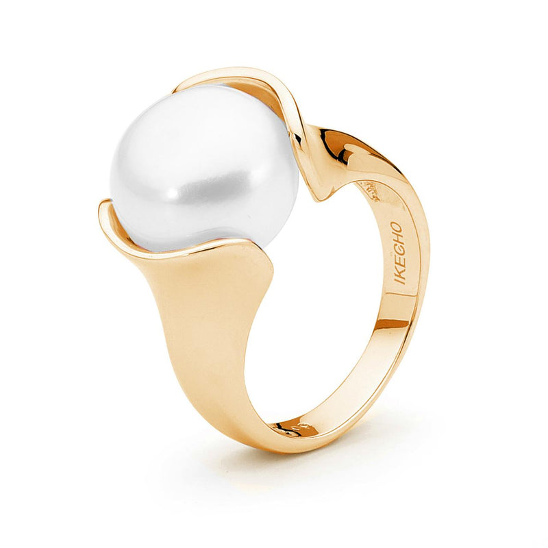 9YG 13MM BUTTON PEARL RING