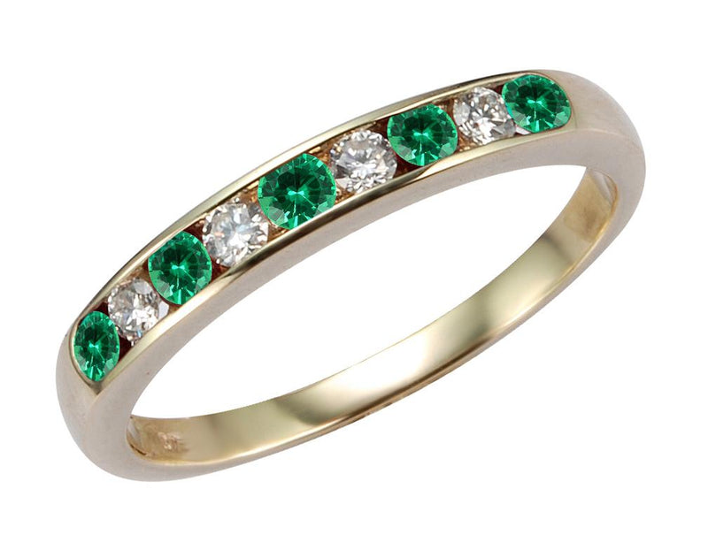 9 YG EMERALD & DIAMOND DRESS RING