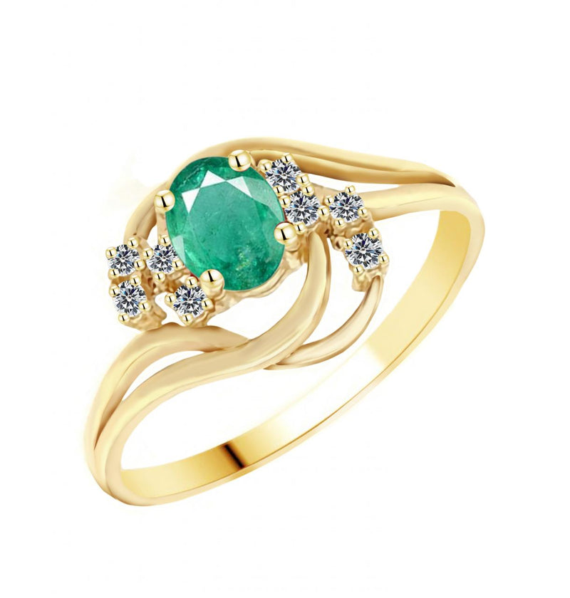 9YG EMERALD & DIAMOND RING