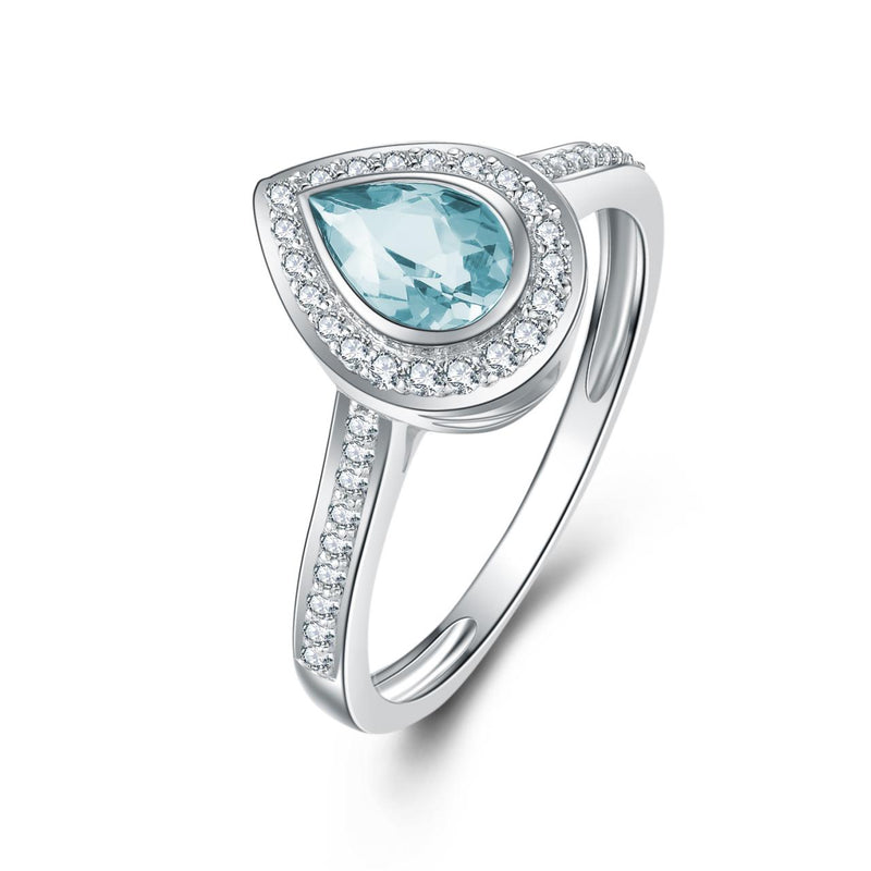 9WG AQUAMARINE & DIAMOND RING