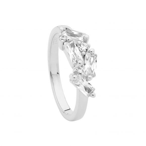 SS BAGUETTE & ROUND CZ RING