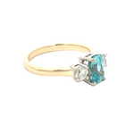 9YG/WG BLUE ZIRCON & DIAMOND RING