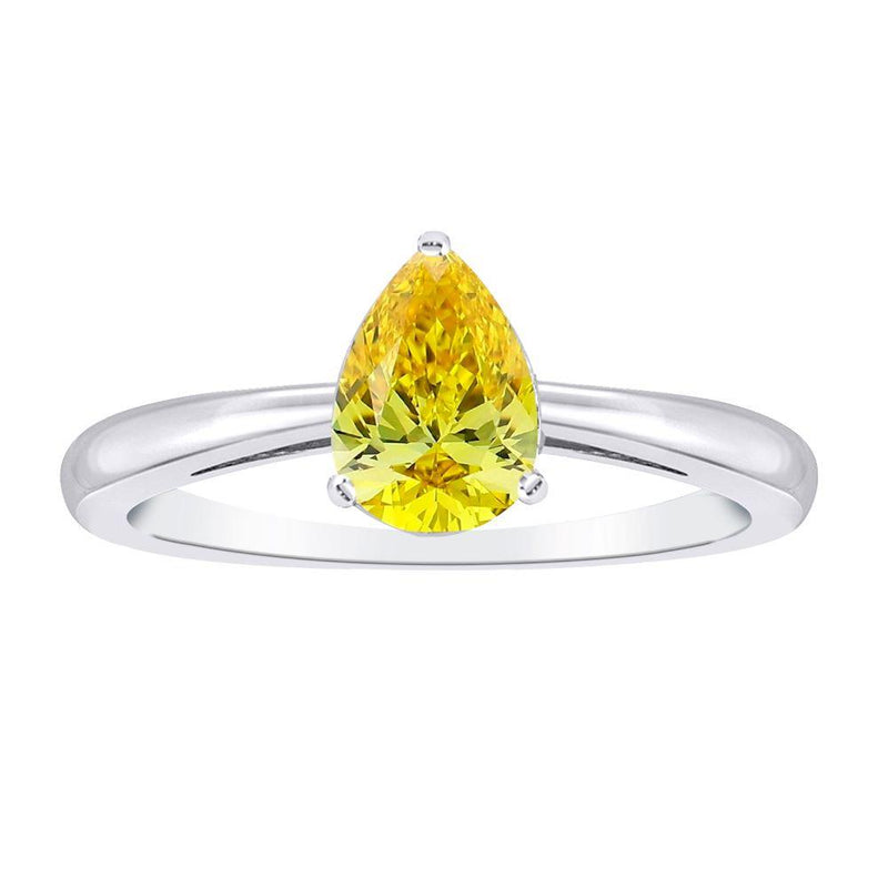 14WG LAB YELLOW PEAR SOLITIARE RING