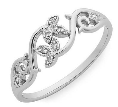 STERLING SILVER DIAMOND FILIGREE RING