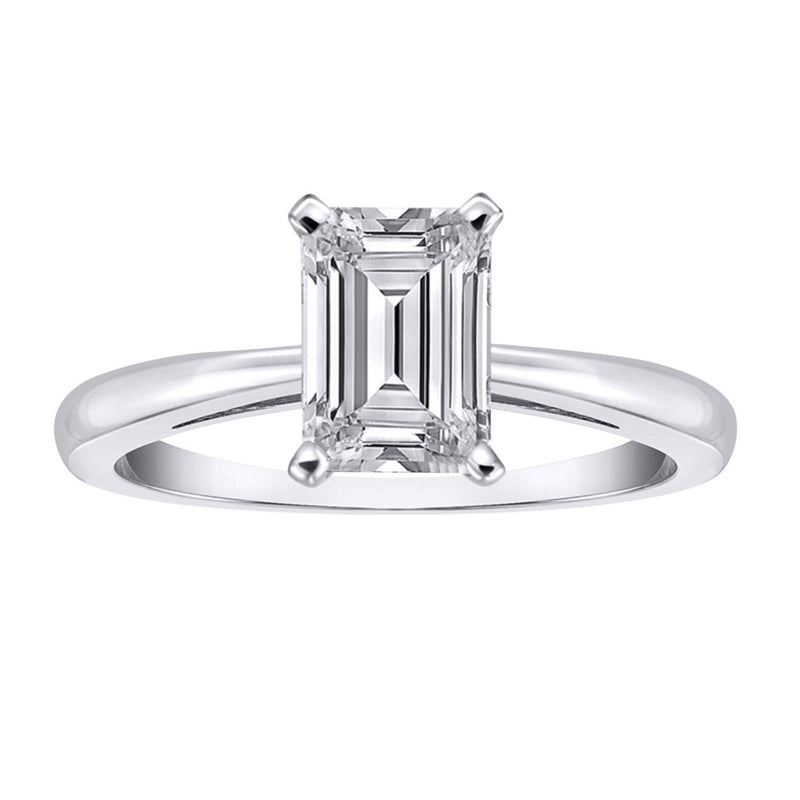 14CT WHITE GOLD EMERALD CUT DIAMOND SOLITAIRE RING