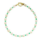 GREEN BEAD & PEARL  BRACELET