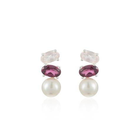 SS FWP, RHODALITE & ROSE QUARTZ STUDS