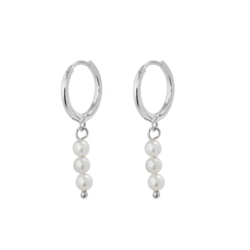 STERLING SILVER  HUGGIE EARRINGS WITH PEARLS