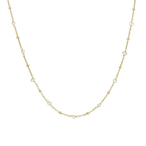 STERLING SILVER GOLD PLATED  PEARL NECKLACE