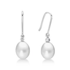 STERLING SILVER FRESHWATER PEARL DANGLE EARRINGS