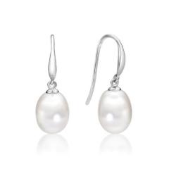 STERLING SILVER  8MM FRESHWATER PEARL HOOK EARRING