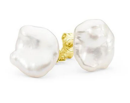 9CT YELLOW GOLD KESHI FRESHWATER STUDS