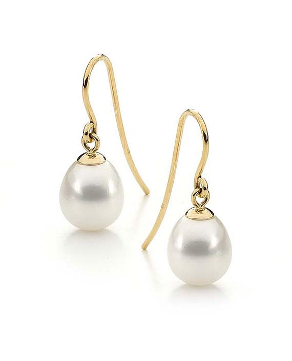 9CT YELLOW GOLD FRESHWATER PEARL HOOKS