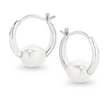 STERLING SILVER PEARL HOOP EARRINGS