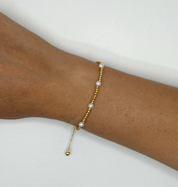 STERLING SILVER GOLD PLATED FRESHWATER PEARL BRACELET