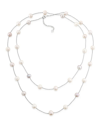 STERLING SILVER PINK FRESHWATER PEARL NECKLACE