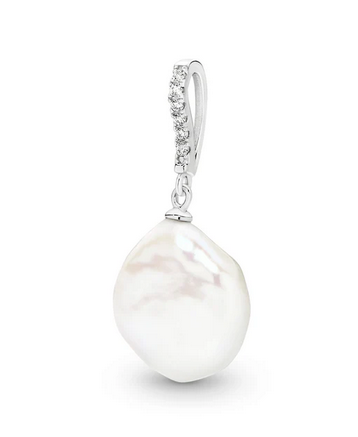 STERLING SILVER FRESHWATER PEARL & CUBIC ZIRCONIA PENDANT