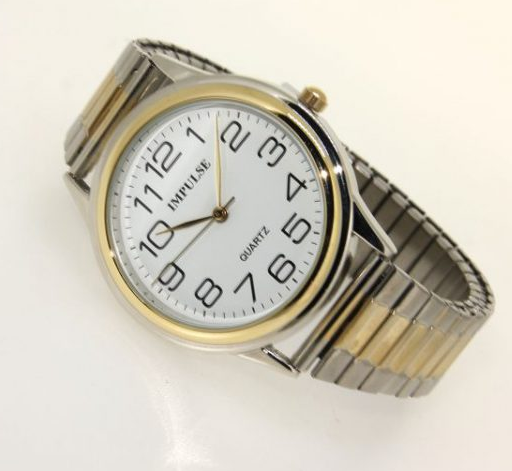 TWO TONE LARGE STRETCH BAND WATCH