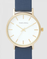 TONY & WILL GOLD WATCH WITH NAVY BAND