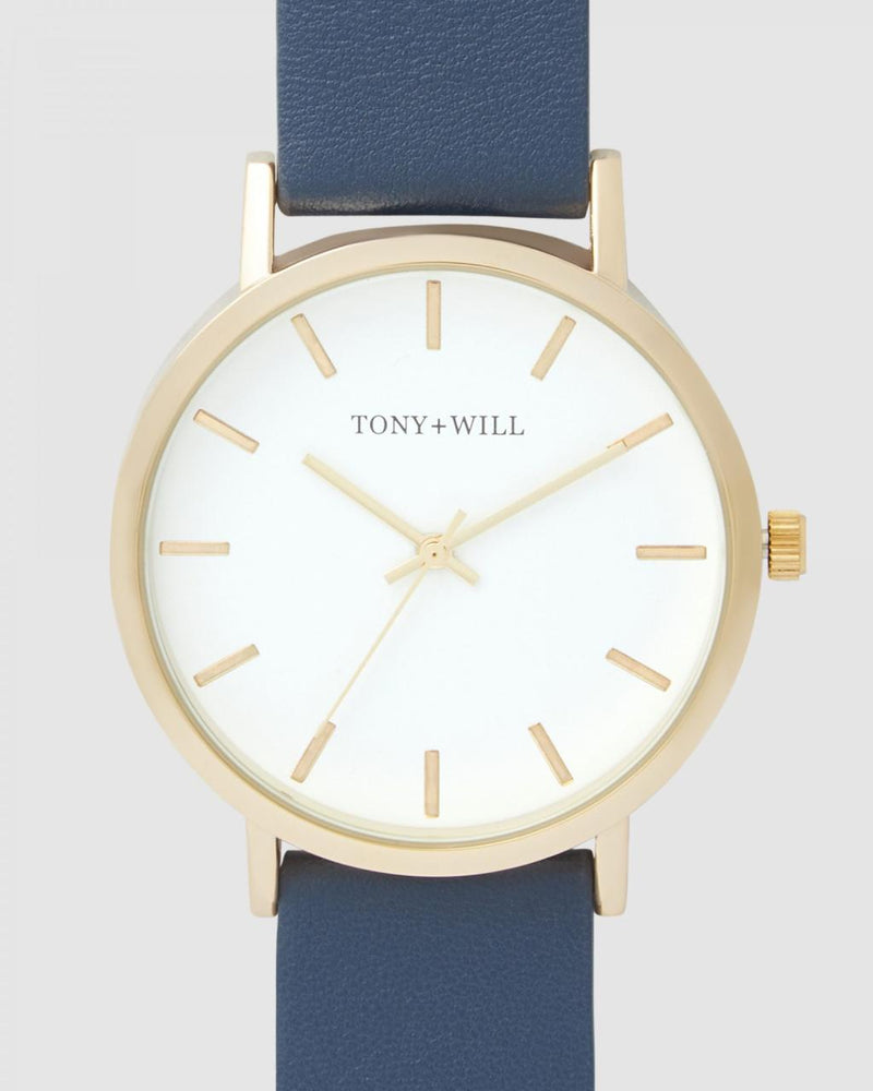 TONY & WILL GOLD WATCH WITH NAVY BAND