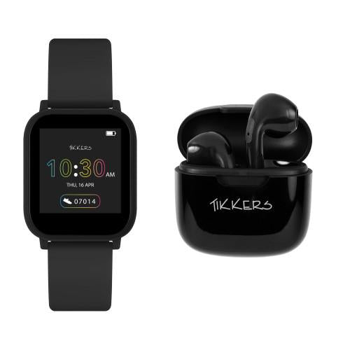 TIKKERS - BLACK SMART WATCH & EARBUDS