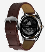 TIMEX LEGACY 41MM SILVER BROWN LEATHER WATCH