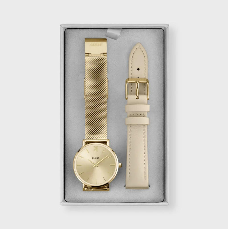 CLUSE MINUIT GOLD WATCH GIFT SET