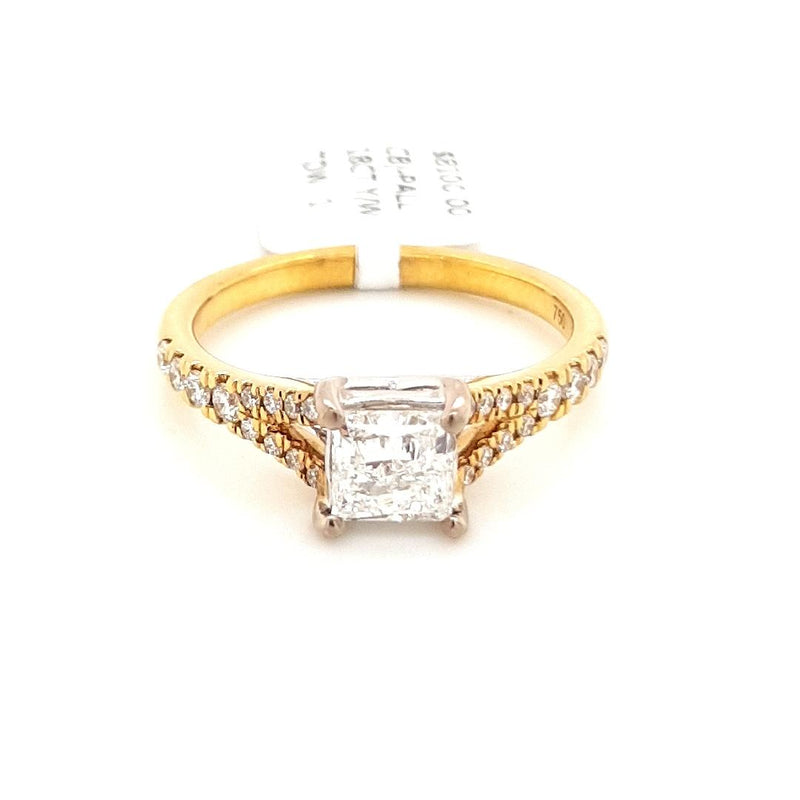 18CT Y/WG PRINCESS CUT DIAMOND ENGAGEMENT RING