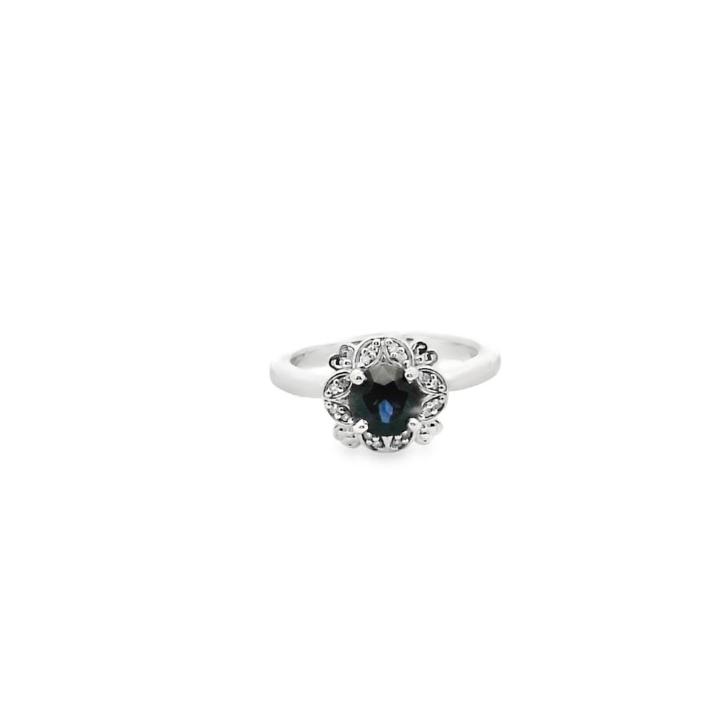 14CT WG SAPPHIRE & DIAMOND RING