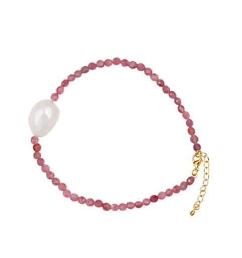 FLORA PINK TOURMALINE BRACELET WITH PEARL