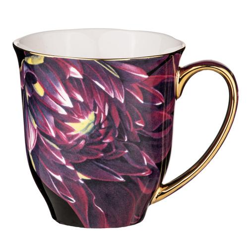 DARK FLORAL PURPLE FLAME TEACUP