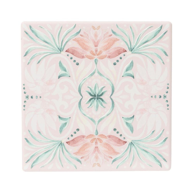 PINK FLORAL CERAMIC COASTER