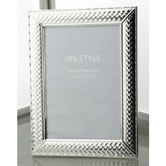 SILVER BASKET WEAVE FRAME 4 X 6