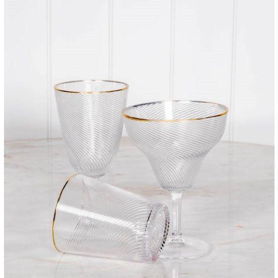 ACRYLIC TUMBLERWINE GLASS CLEAR / GOLD RIM