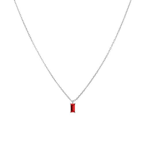 SS NECKLACE WITH RUBY CZ