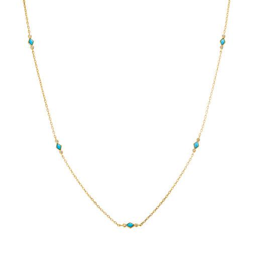 SS GP MULTI ENAMEL DARK TURQUOISE NECKLACE