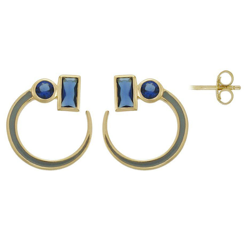 GOLD PLATED GREY & BLUE CZ STUDS