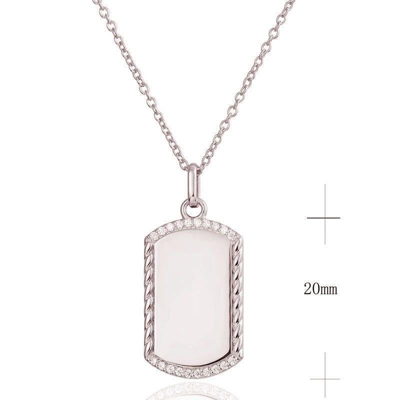 CZ TAG PENDANT AND CHAIN