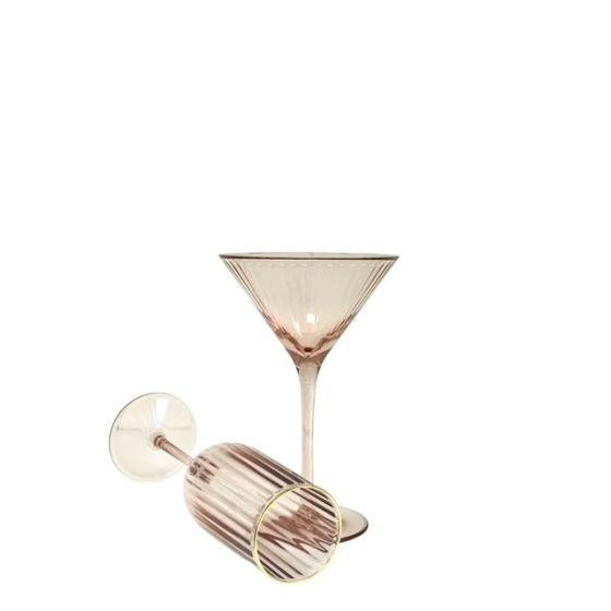 Pink/Gold Rim Rib Cocktail/Martini Acrylic 