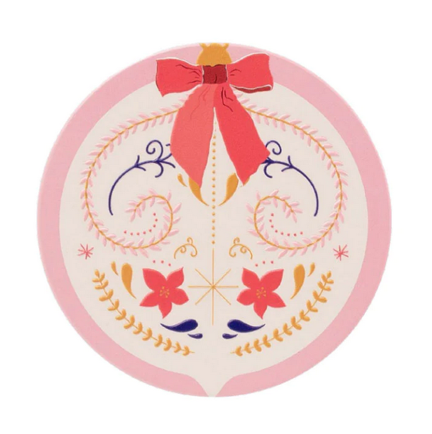 CHRISTMAS PINK BAUBLE COASTER