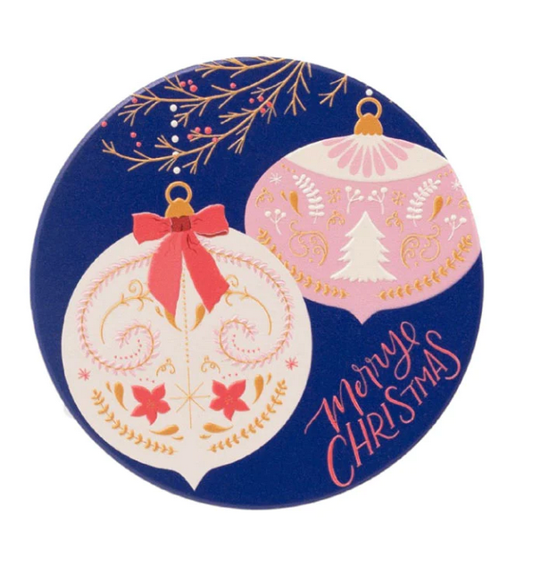 CHRISTMAS NAVY BAUBLE COASTER