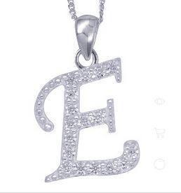 SILVER LETTER WITH CZ ON CHAIN